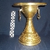 brass cake stand with lidded bowl